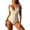 Beige, variant on One Piece Swimsuit Women Criss Cross Back V Neck Binding Ribbed High Cut Bathing Suit Swimwear