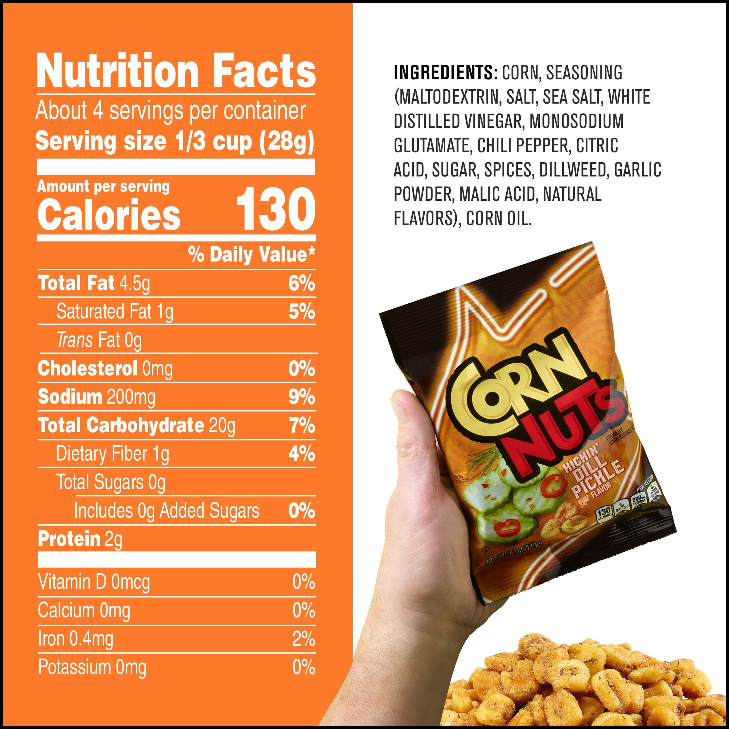 (12 pack) CORN NUTS Kickin Dill Pickle 7oz
