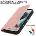 thumbnail image 3 of For iPhone 12 Mini Wallet Case Magnetic Closure Design Wireless Charging Full Coverage Dustproof Anti-Scratch Anti-Fingerprint Card Pockets Kickstand Convenient Call Phone Case,Pink, 3 of 10