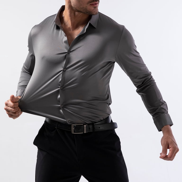 Asjyhkr Mens Dress Shirts Lapel Long Sleeve Button Undershirts Casual Breathable Solid Color Work Business Hiking Tops, Men's, Size: Large Asjyhkr Mens Dress Shirts Lapel Long Sleeve Button Undershirts Casual Breathable Solid Color Work Business Hiking Tops, Men's, Size: Large