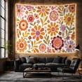 thumbnail image 6 of Retro Floral Pattern With Orange and Pink Blooms, Playful Vintage Style for Flower Lovers, Botanical Wall Art, Mother's Day Gift, Tapestry Wall Hanging for Bedroom and Living Room, 6 of 7