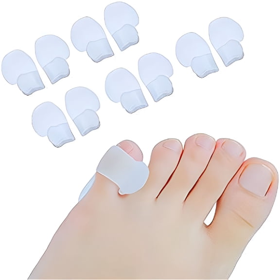 XIRQI Pinky Toe Splint Protector Gel Little Toe Separator Guards for Men Women Hammer Toe Pads Bunion Relief 5 Pairs