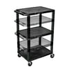 42'' H Adjustable Black All Purpose Boardroom Service Utility Tuffy Av Cart With 3 Shelves And Electrical Outlet In