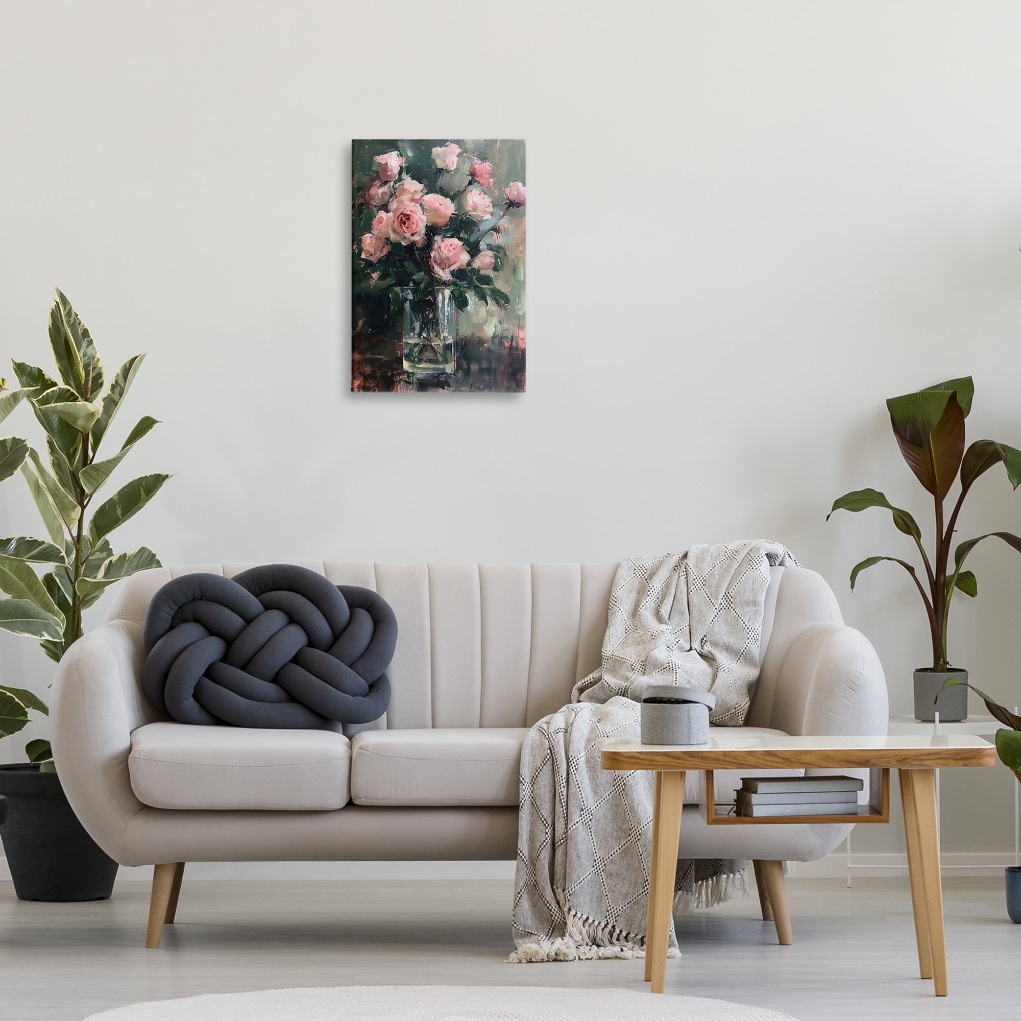 Stupell Industries Pretty Pink Roses Vase Plants & Flowers Painting Wrapped Canvas Art Print Wall Art, 16 x 24