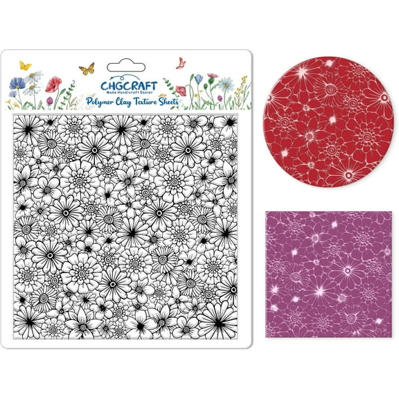 Overlay Flowers Background Silicone Texture Stamp Polymer Clay Molds DIY Clay Texture Tools