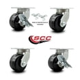 thumbnail image 2 of 6 Inch Heavy Duty Phenolic Wheel Swivel Caster Set 2 Swivel Locks 2 Brakes, 2 of 2