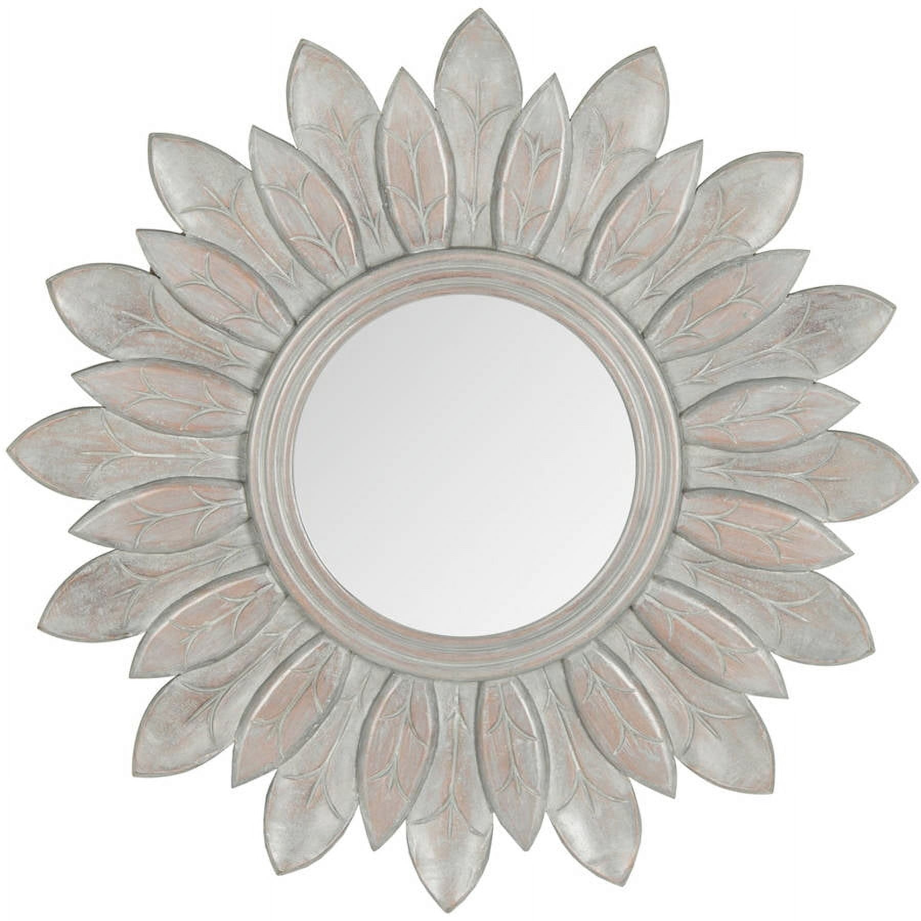 SAFAVIEH 12" Round Sun King Glam Floral Mirror, Grey