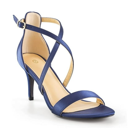 

Mysoft Women s Fashion Blue Crossed Open-Toe Stiletto Sandals Size 9.5