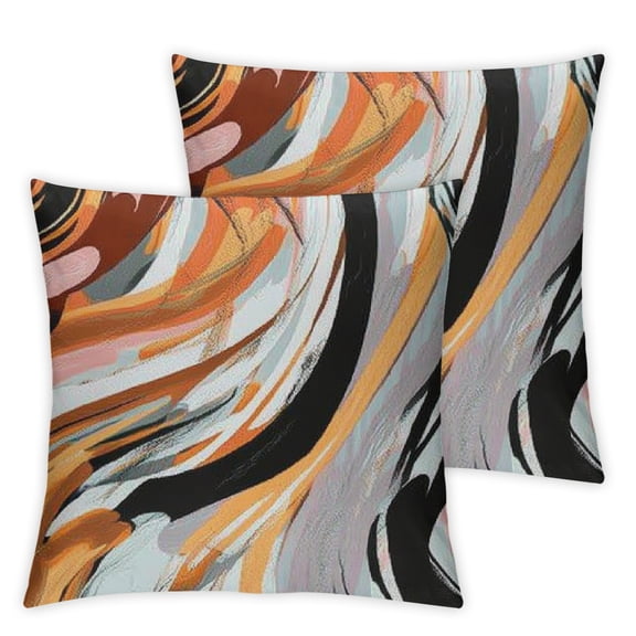 Burnt Orange Pillow Covers Set of 2 Geometric Abstract Gray Black White Stripes Throw Pillowcases Modern Soft Cases for Home Sofa Decor Square Pillowcases