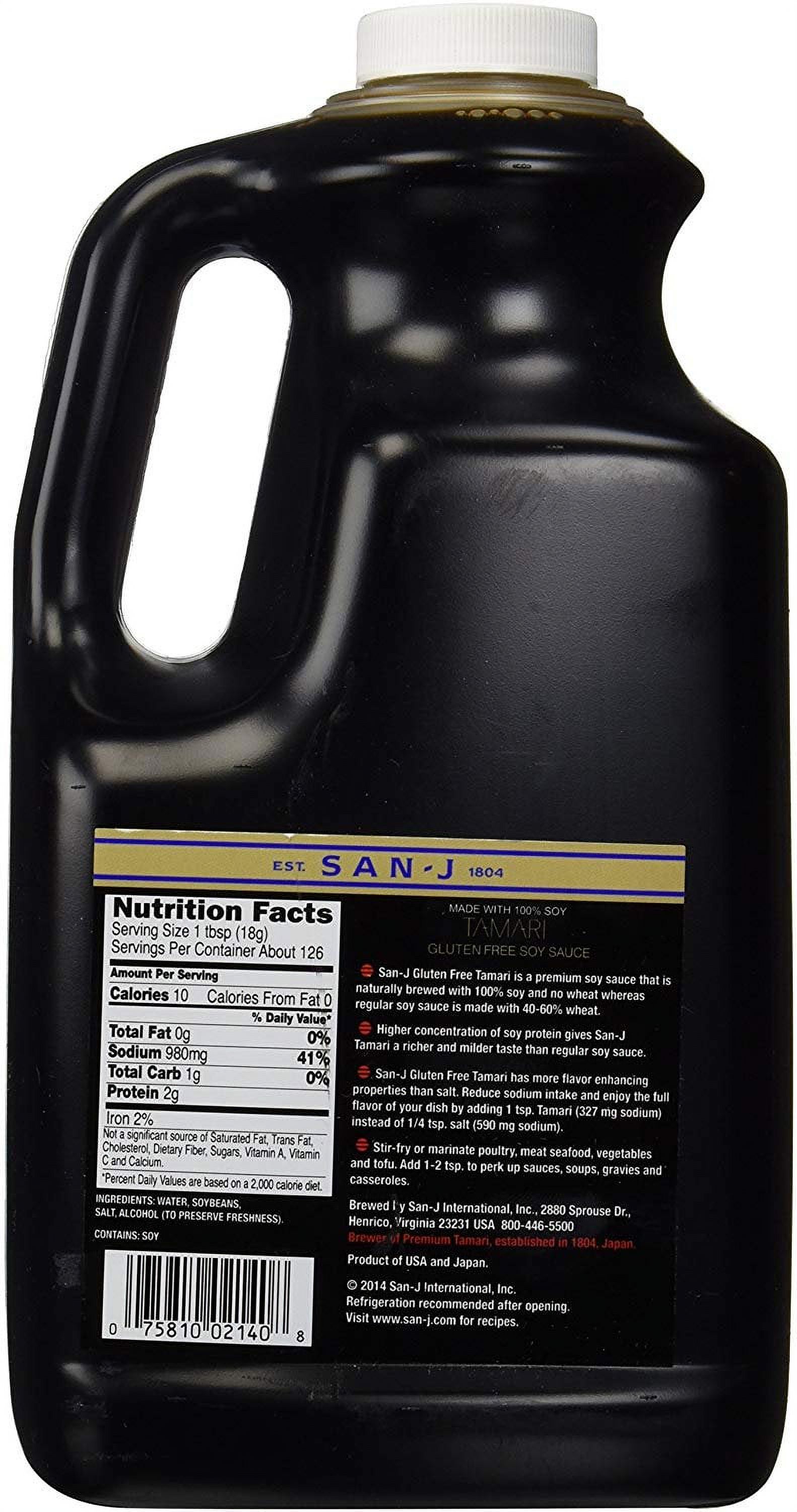 San-J Tamari Gluten Free Soy Sauce, Non GMO Black Label, 64 Ounce