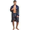 thumbnail image 3 of Tony & Candice Men's Satin Robe with Shorts Set Kimono Bathrobe (X-Large, Blue/Golden), 3 of 3