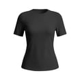 thumbnail image 5 of Rhuody Women Tops Open Back Short Sleeve Tops Loose Fit Athletic Crop Tee Gym Running Yoga Shirt Fashion Womens Clothes Black, 5 of 6
