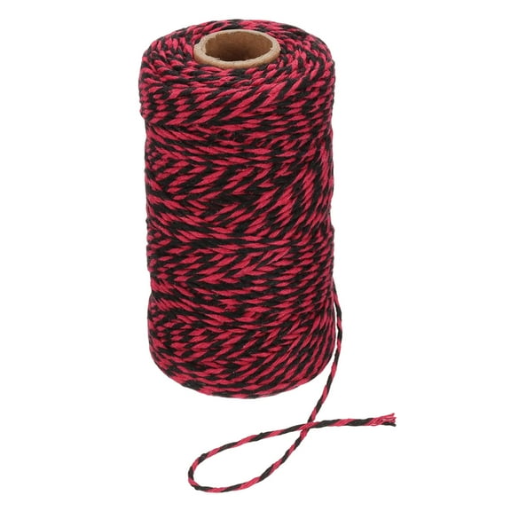 Uxcell 2mm x 109 Yard Cotton Butcher Bakers Twine for Gift Wrapping Arts Crafts Gardening, Red Black