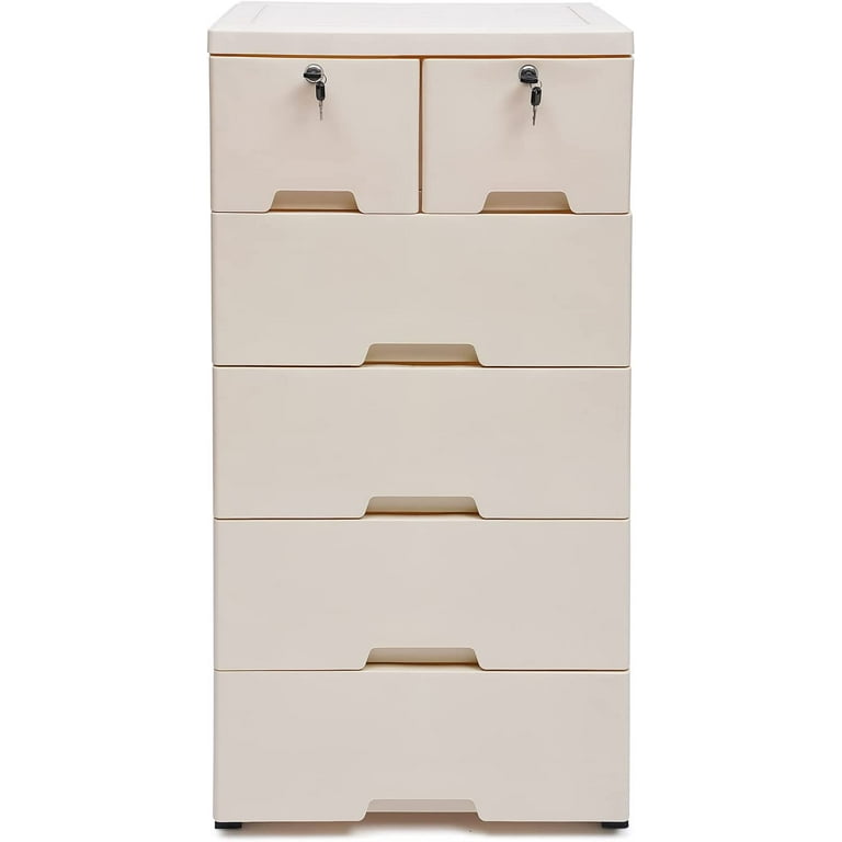 FETCOI Plastic Cabinet 5 Drawers Storage Dresser Small Closet