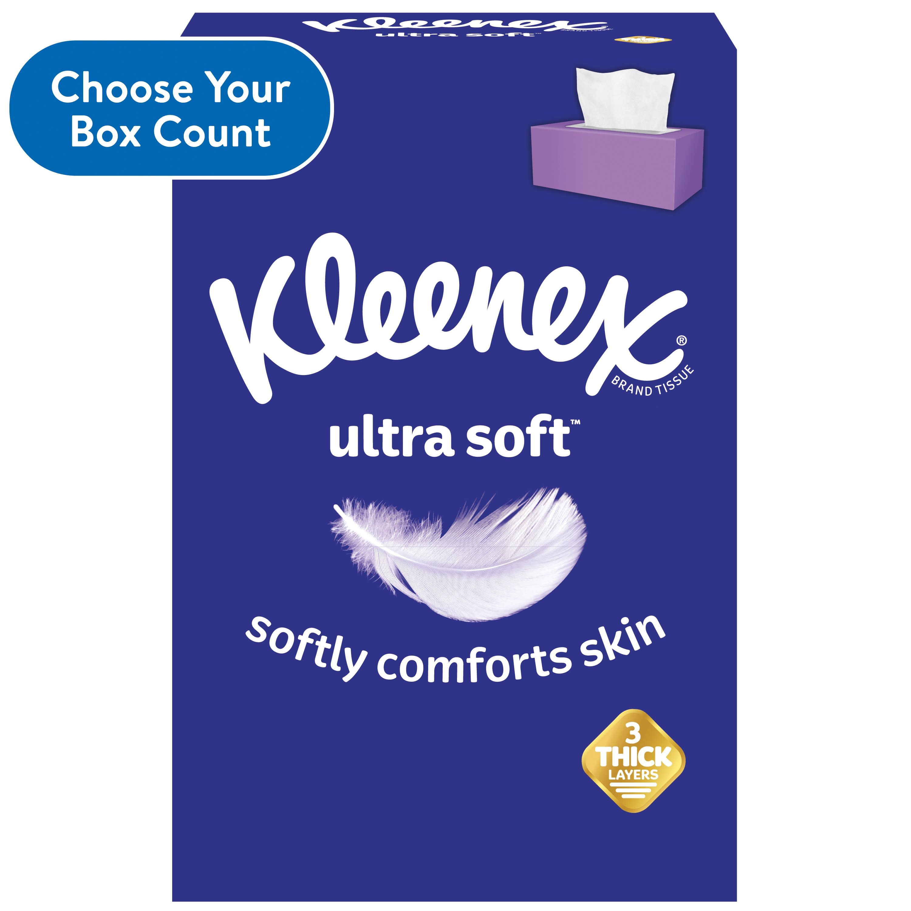 Kleenex Ultra Soft Facial Tissues, 4 Flat Boxes (480 Total Tissues)