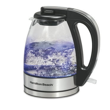 Hamilton Beach Compact Glass Kettle, 1 liter, Stainless Steel and Black Accents, Model 40930