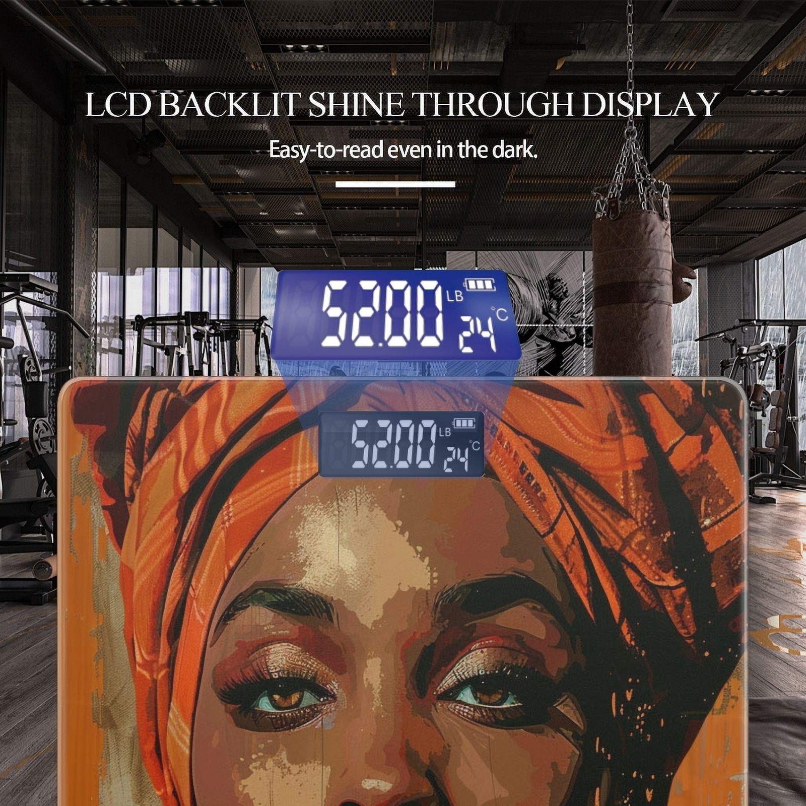 High Precision Body Weight Scale Smart Bathroom Scales with Large LCD Display(400lbs),Decorative for Bedroom-Beautiful African Woman With Orange Headscarf
