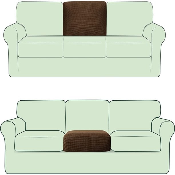 CHUN YI 1 Piece Stretch Couch Sofa Backrest Cushion Slipcover Checks Spandex Jacquard Fabric (Rectangle, Coffee)