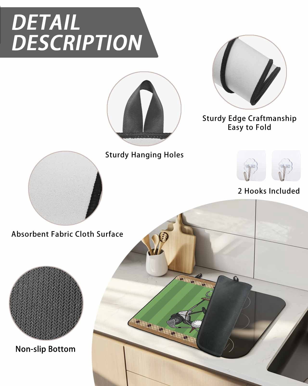 Stove Top Covers for Electric Stove, Golf Balls Glass Stovetop Cover Protector, Green Sports Art Truck Brown Lattice Induction Cooktop Protector Oven Mat for Kitchen Countertop 24"x21"