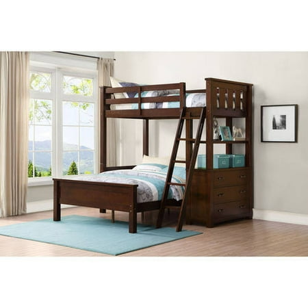 Whalen Nicholas Twin Over Full Wood Loft Bunk Bed with Storage
