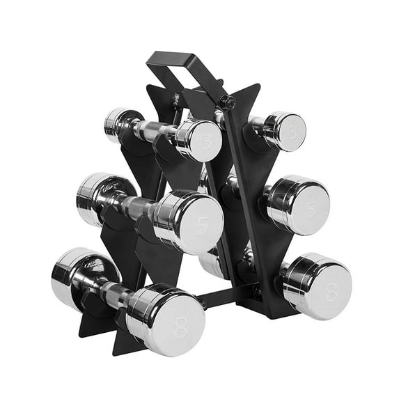 WF Athletic Supply 32lb Chrome Dumbbell Set with Storage Rack