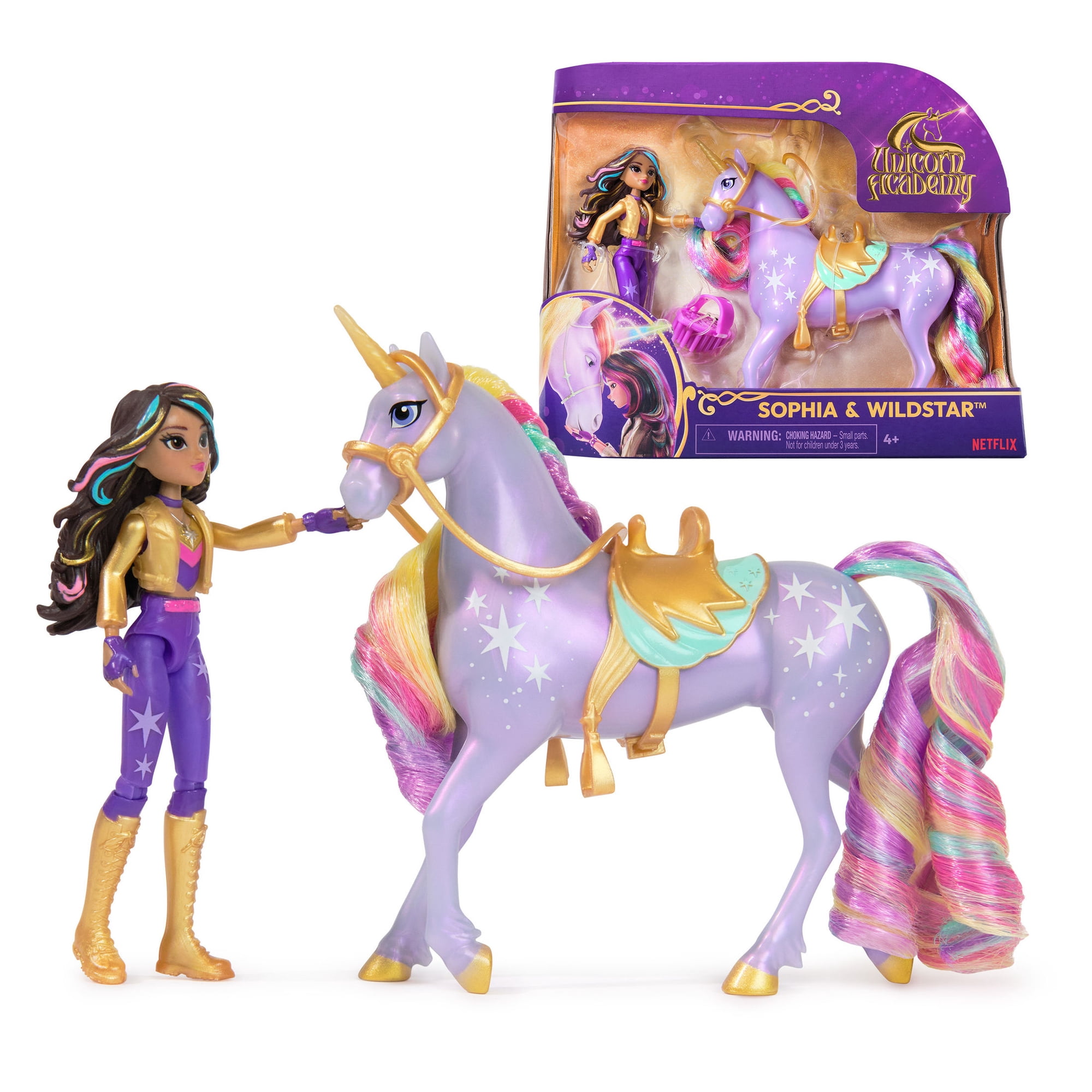 Unicorn Academy, Sophia & Wildstar with 2 Riding Accessories, Toys for Girls Ages 4+