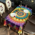 thumbnail image 2 of Colorful Rainbow Tie Dye Spiral Pattern Rectangle Tablecloth 60"x102",Waterproof Polyester Rectangle Table Cloth, Wipeable Spillproof Polyester Tablecloth for Dining, Camping, Indoor and Outdoor, 2 of 6