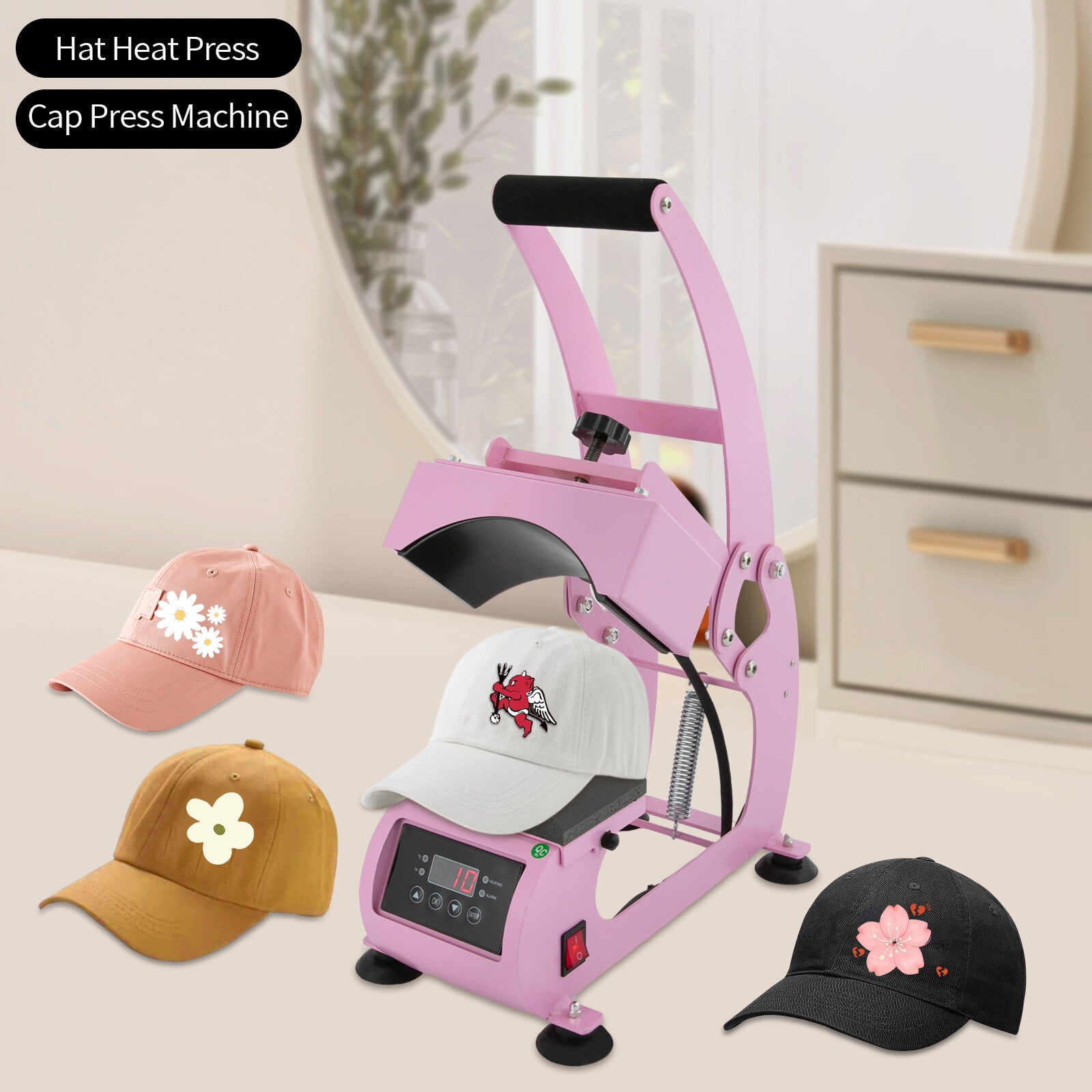 Hat Heat Press Machine, Press with Timer & Temperature Control, 2-in-1 Hat Heat Press Machine