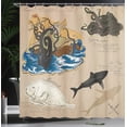 thumbnail image 4 of Ambesonne Nautical Shower Curtain, Sea Monsters Pirate, 69"Wx84"L, Multicolor, 4 of 5