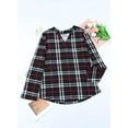 thumbnail image 2 of CAILDANL Womens Basic Casual V Neck Plaid Print Cuffed Long Sleeve Work Tops Blouses Shirts S-3XL, 2 of 2