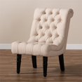 thumbnail image 3 of Baxton Studio Barthe Chaise d'Appoint en Tissu Beige avec Dossier Roulé, 3 of 9