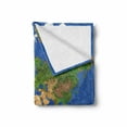 thumbnail image 2 of World Soft Flannel Fleece Blanket, Geography Cartography Theme Continents Vegetation Nature Oceans Icy Cold Lands, Cozy Plush for Indoor and Outdoor Use, 60" x 80", Blue Green White, by Ambesonne, 2 of 6