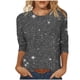 thumbnail image 2 of Tejiojio Women's Sequin Top Round Neck 3/4 Sleeves Sparkly Casual Party Blouse S-2XL, 2 of 5