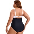 thumbnail image 3 of DARING DIVA Women's Plus 1 Piece Crisscross V-neck Swimsuit L Black White, 3 of 7