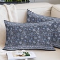 thumbnail image 2 of Navy Blue Floral Throw Pillow Covers, Ethnic Tribe Abstract Art Flowers Soft Breathable Pillow Cases with Invisible Zipper for Sleeping, Small Pillowcases for Couch Bed Sofa Chair 16x24 Inches, 2 of 9