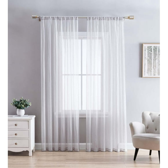 Crinkle Sheer Rod Pocket Curtains – 2 pack, Crinkled Texture