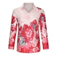thumbnail image 4 of IROINNID Savings Womens Long Sleeve V-Neck Shirts Button Lounge Turn-Down Printed Tops Shirt,Red, 4 of 8