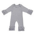thumbnail image 2 of IBTOM CASTLE Newborn Infant Toddler Baby Boys Girls Icing Ruffle Romper Jumpsuit Pants Bodysuit Long Sleeve Pajama Nightwear Birthday Clothes Playwear 6-9 Months Gray, 2 of 7