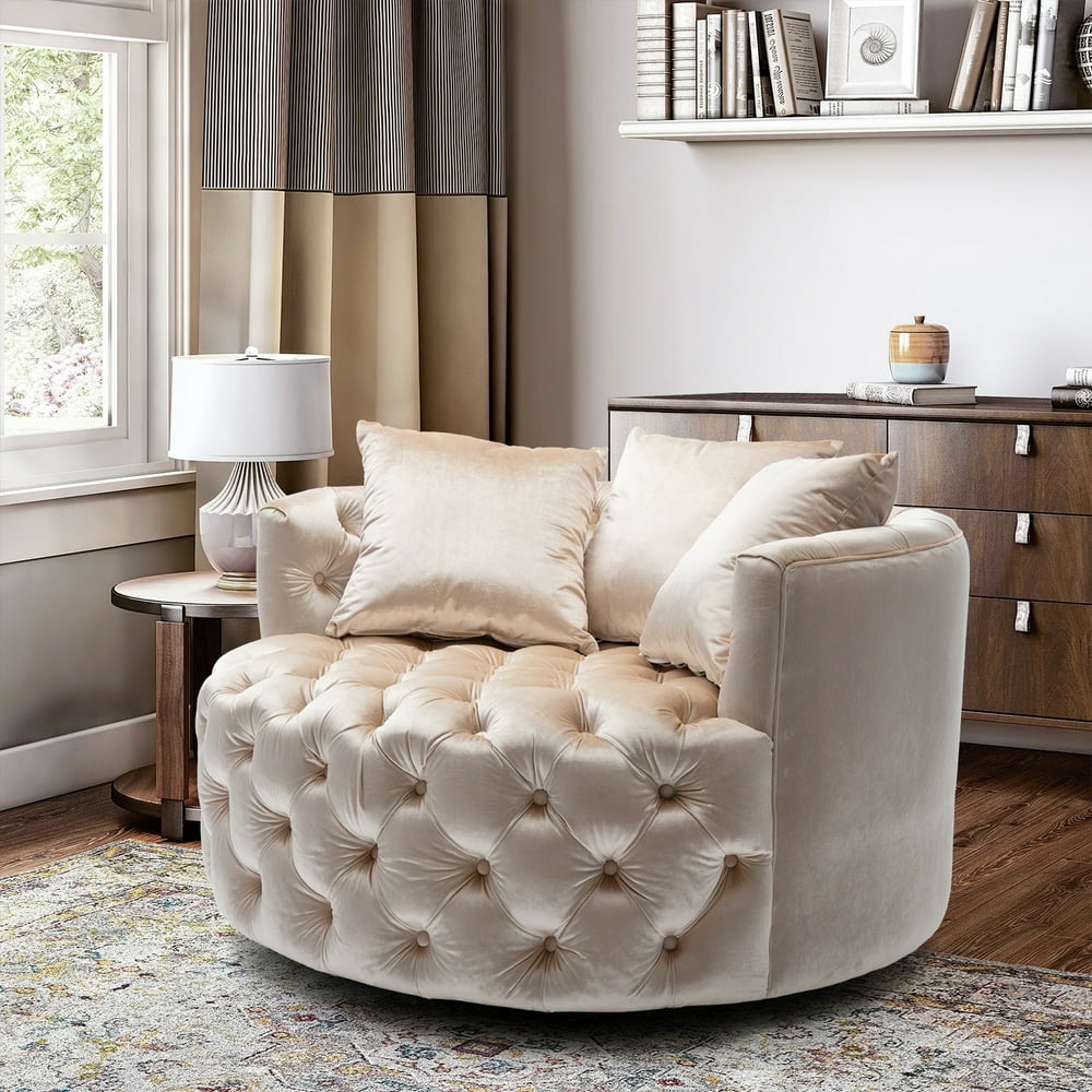 Swivel Accent Chair Velvet, Modern Akili Swivel Accent Chair Barrel