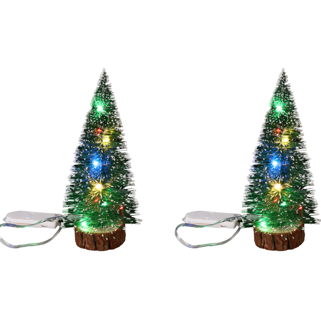 2 uds., luz LED verde cedro, borde blanco, aguja de pino, decoración navideña Sailing Electrónica