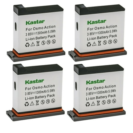 Kastar 4-Pack 3.85V 1300mAh Battery Replacement for DJI AB1 and DJI OSMO Action Camera DJI OSMO 4K Waterproof WiFi HDR Video 145° Angle Black DJI Osmo Action - 4K Action Cam 12MP Digital Camera
