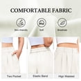 thumbnail image 6 of Asklazy Women's Shorts Casual Shorts Elastic Waist Wide Leg Tailored Shorts Comfy Elagant Work Trouser Shorts,Mother's Day ,Beige White,L, 6 of 9