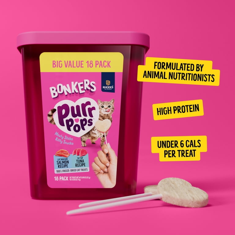 Bonkers Purrpops Tuna & Salmon Lollipops, 18 Count photo 4