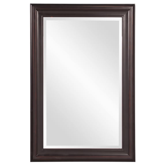 Rectangle Oil Rubbed Bronze Finish Mirror with Wooden Bronze Frame - Black