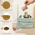 thumbnail image 3 of Uxcell 2 Pcs Bolsa de Maquillaje con Cordón, Bolsa Cosmética de Lona de 7.3" para Mujeres, Organizador de Artículos de Tocador para Viajes, Color Marrón, 3 of 7