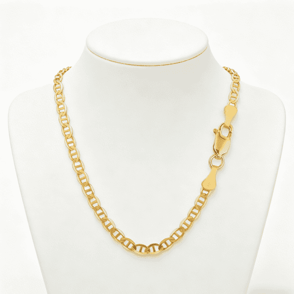 10K Gold Filled Mariner Link Chain Necklace 5mm 22 Inch Unisex