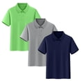 thumbnail image 2 of Amidoa 3 Pack Unisex Kids Polo Shirts Short Sleeve – Boys Girls Sport Casual Performance Top Set Solid Color School Uniform,Green Size 14, 2 of 7