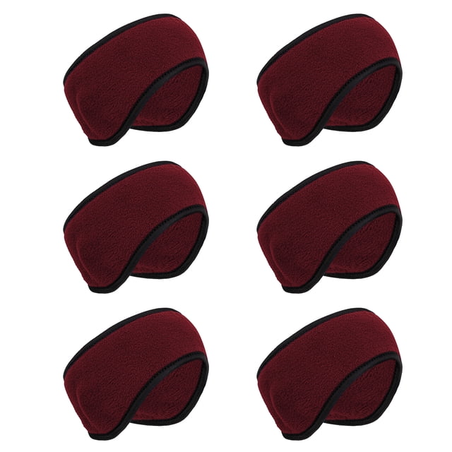 TOPTIE Lot de 6 Cache-Oreilles Bandeau en Polaire pour Hommes Femmes Hiver Course Ski - Bourgogne
