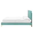 thumbnail image 5 of Platform Bed Frame, Twin Size, Blue, Velvet, Modern Contemporary, Bedroom Master Guest Suite Room, 5 of 10
