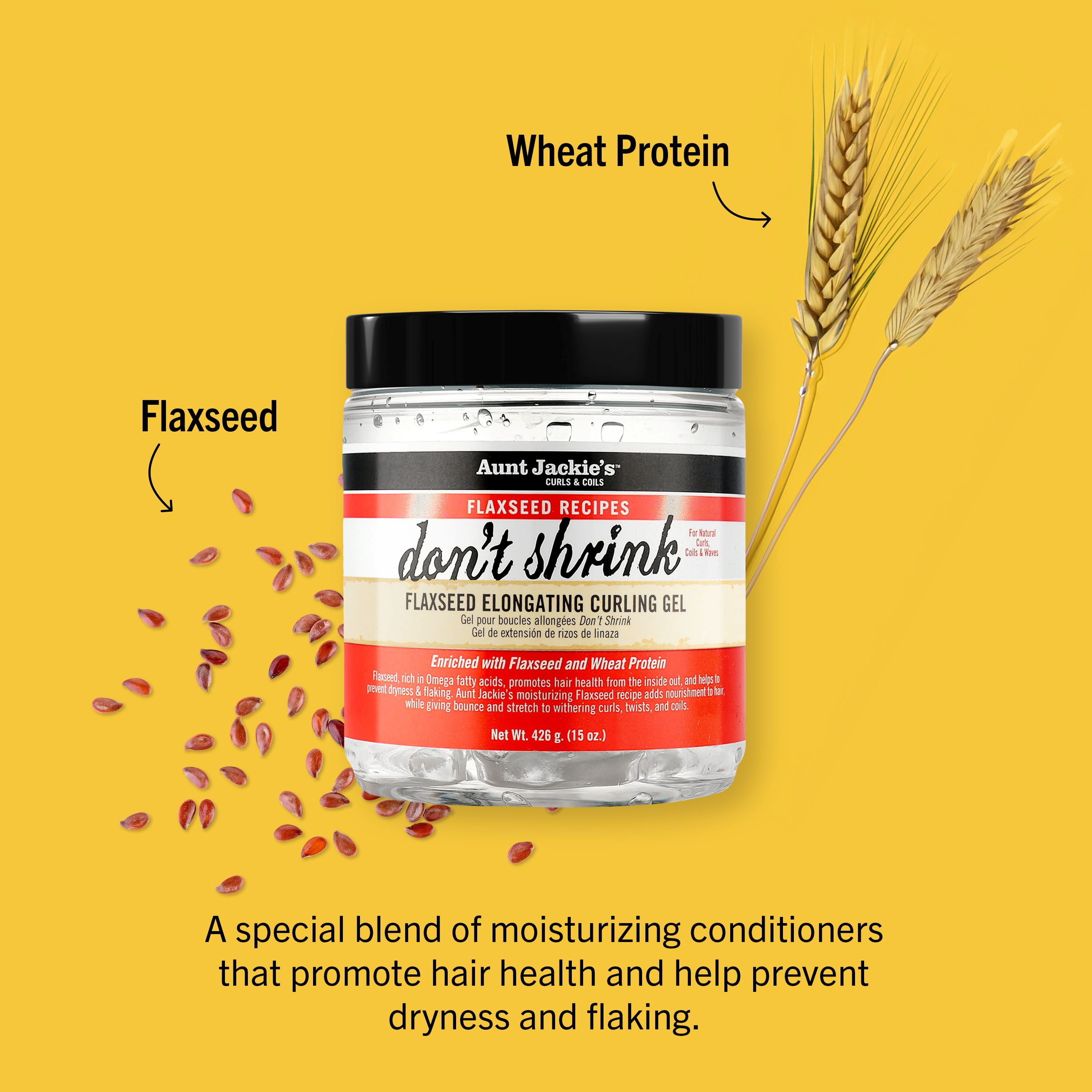 Aunt Jackie's Curls & Coils Don't Shrink Flaxseed Elongating Curling Gel, 15 oz